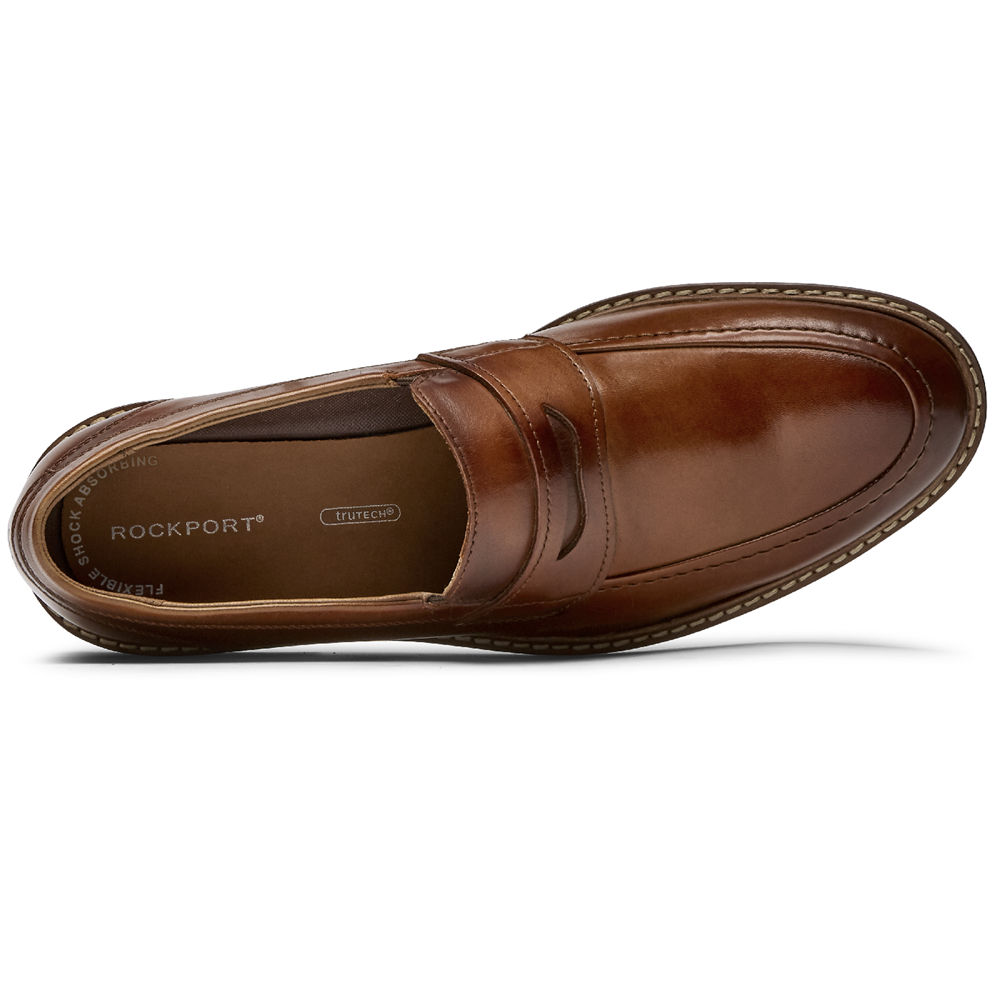 Rockport Mens Loafers Brown - Kenton Penny - UK 836-MGCIXO